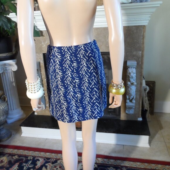 New Diane Von Furstenberg Blue/Beige Print Knit Skirt & Coat Suit Size 00 - Picture 12 of 16